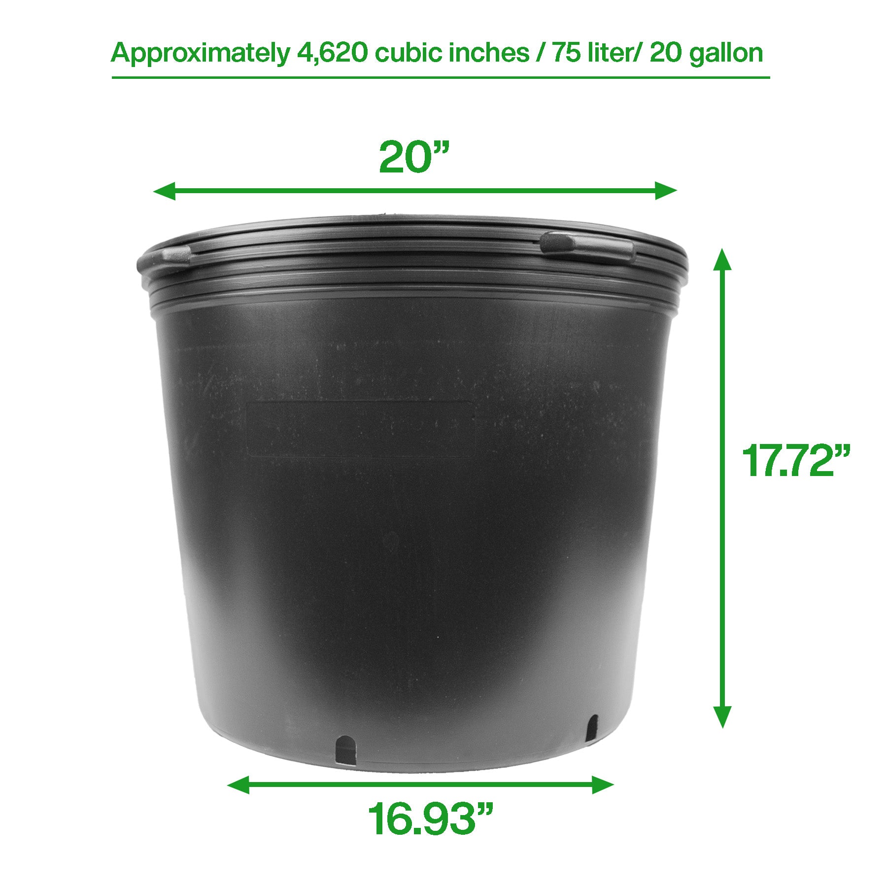 20 Gal. Round Plastic Nursery Garden Pots (20.4 actual gallons/77.22 l/3.17 cu. ft.) (260 unit Pallet)