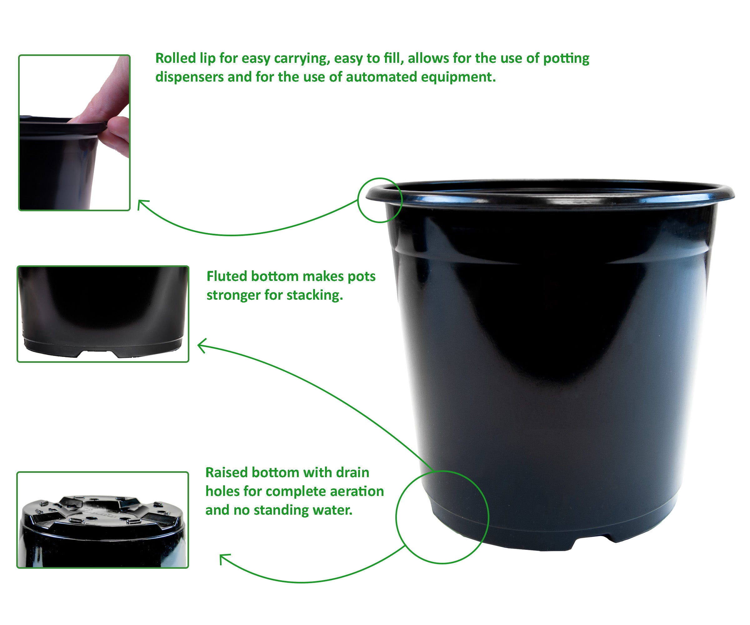 Viagrow 1 Gal. Black Black Plastic Nursery Pot (Pallet 5,950)