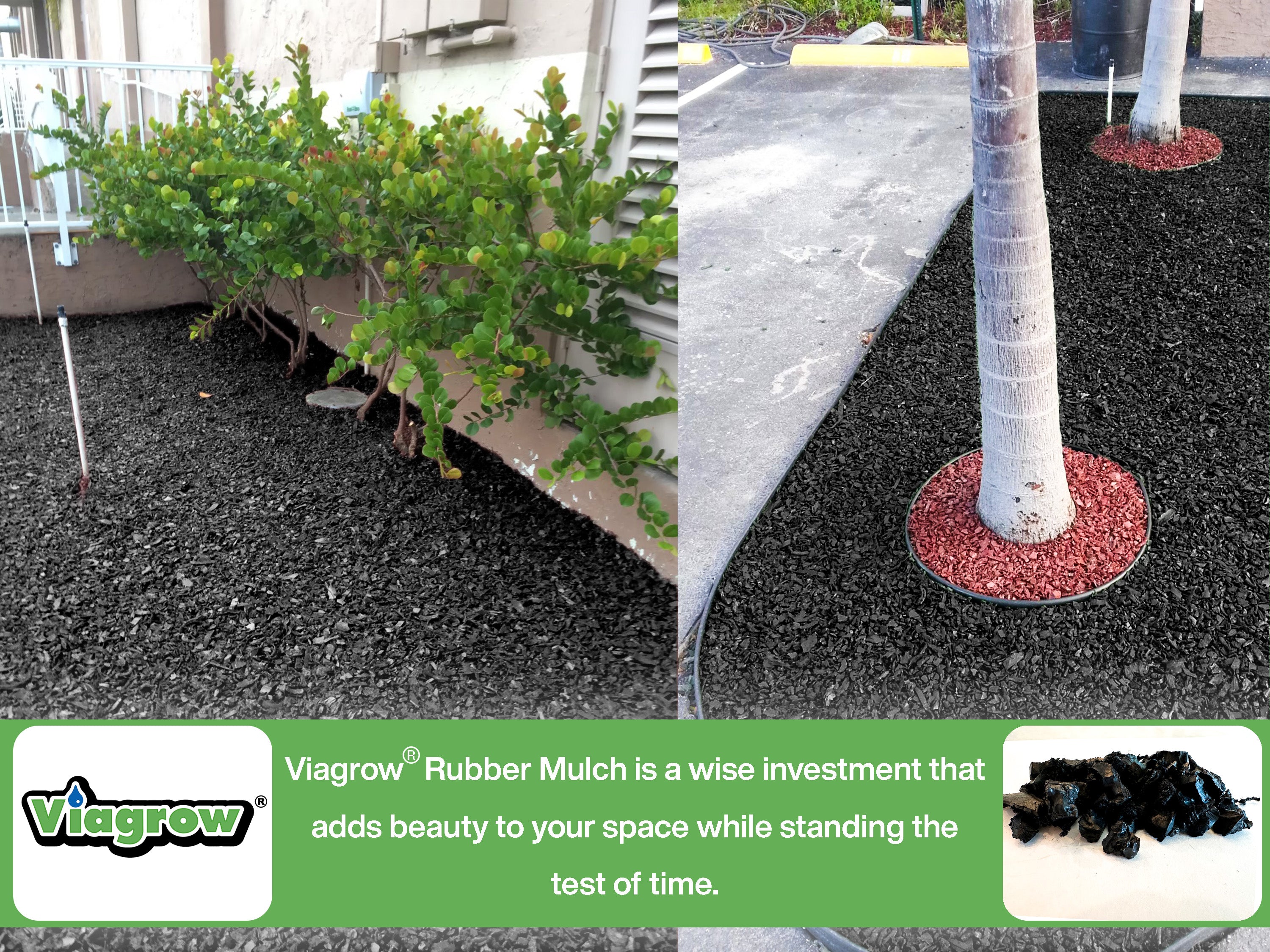 Viagrow Black Rubber Playground & Landscape Mulch, 75 cf pallet / 50 bags 1.5cf each / 2.77 Cubic Yards / 2000lbs