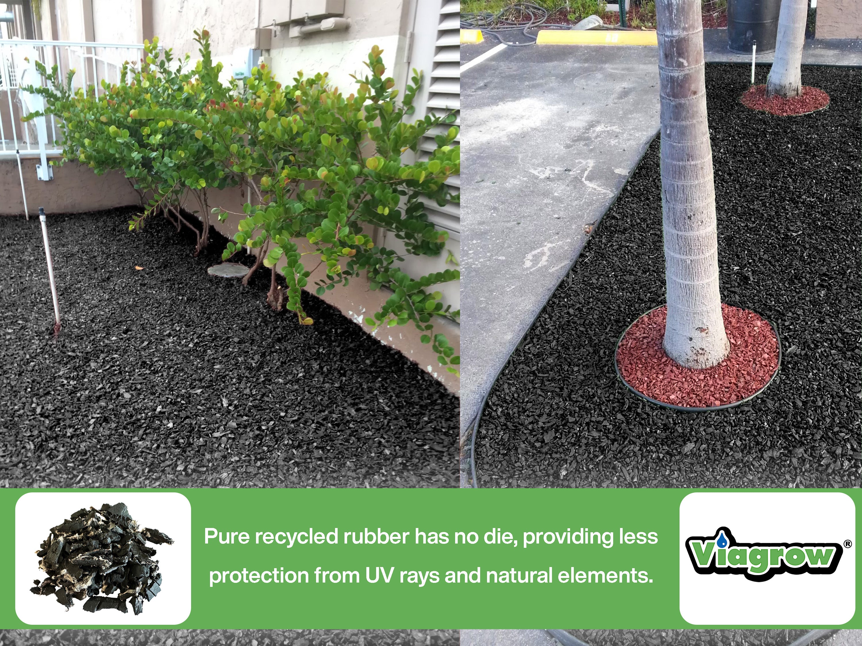 Black, No Dye, Rubber Playground & Landscape Mulch by Viagrow, 1.5 CF Bag ( 11.2 Gallons / 42.3 Liters)