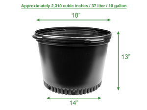 Viagrow Nursery Pot 10 Gallon with 17" Saucer, (10 Pack)