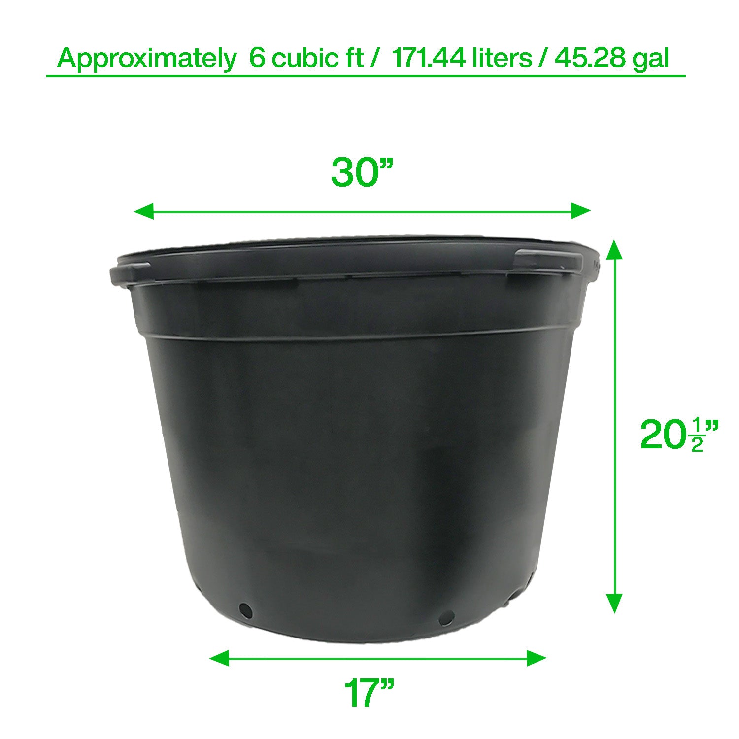 Viagrow 50 Gallon, Round Plastic Plant Pots, Pallet of 45