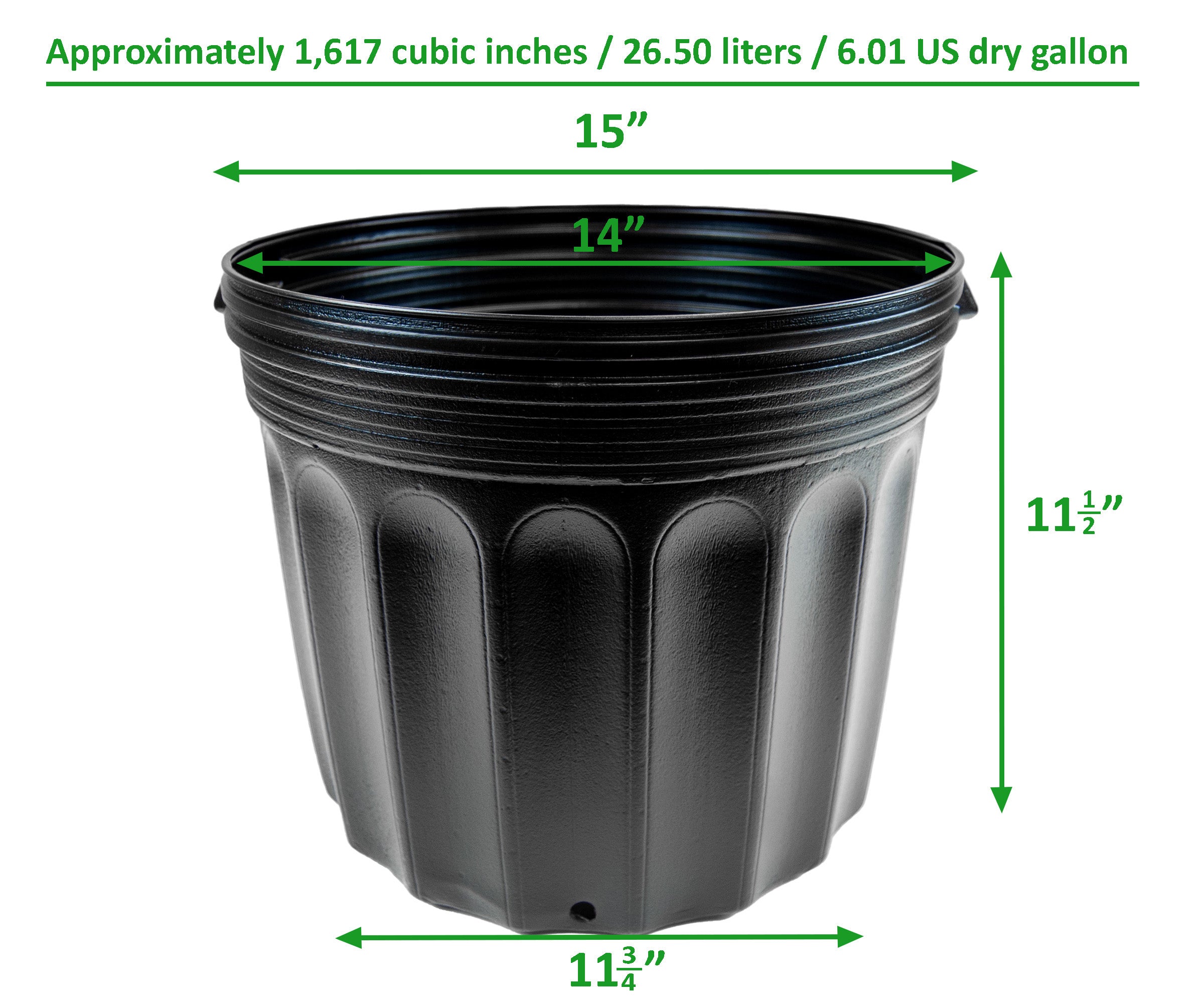 7 gal. Macetas comerciales de jardinería de vivero de plástico de 11,74 pulg. X 11,5 pulg. (Paleta de 1440 unidades)