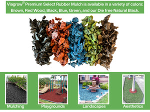 Viagrow Green Rubber Playground & Landscape Mulch, 75 cf pallet / 50 bags 1.5cf each / 2.77 Cubic Yards / 2000lbs