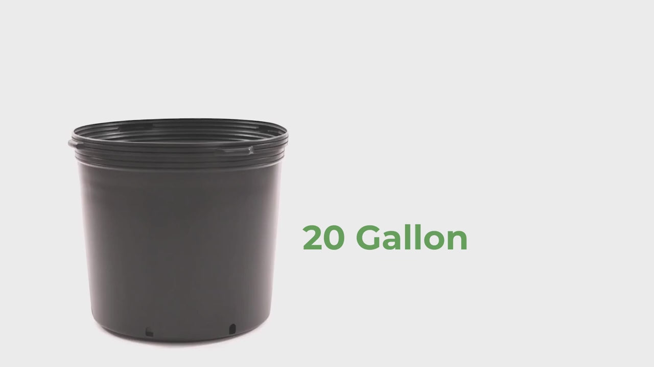 20 gal. Macetas de plástico redondas para jardín (20,4 galones reales / 77,22 l / 3,17 pies cúbicos) (paleta de 520 unidades)