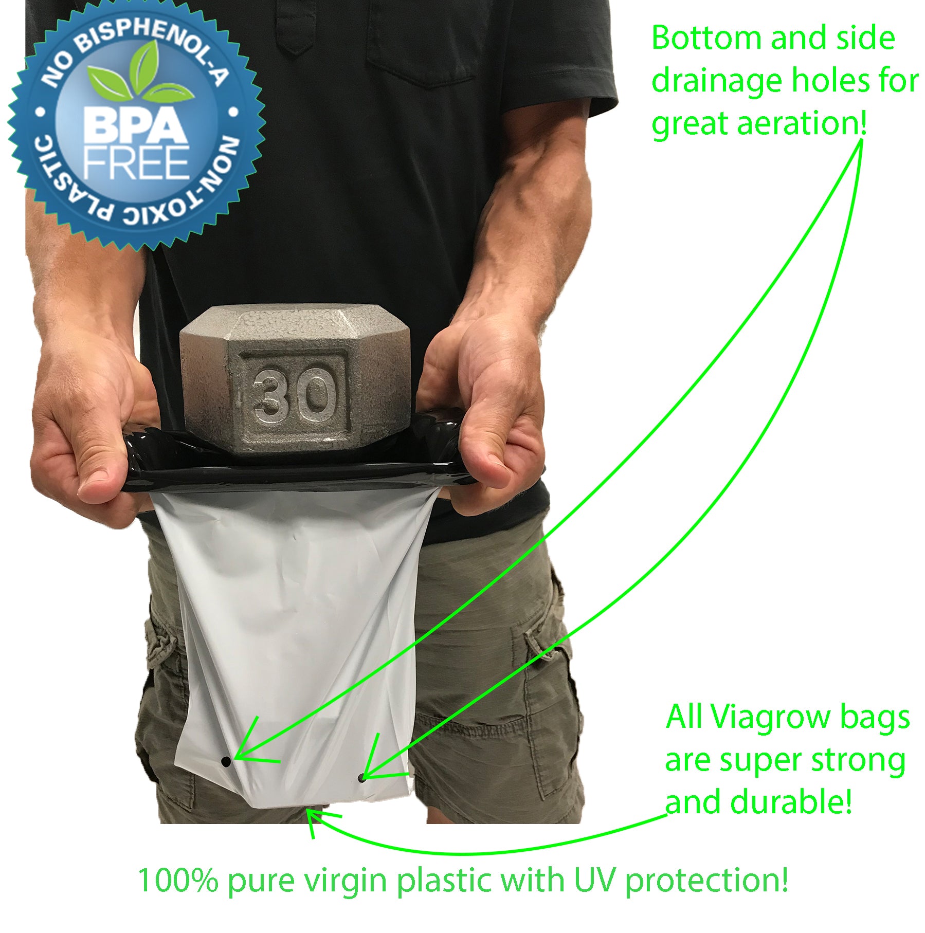 Viagrow 1 Gallon Plastic Grow Bag, Case of 1000