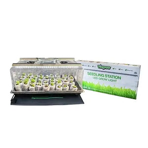 Viagrow Seedling Station Deluxe Kit with LED grow light, propagation dome, 4x durable seedling tray, 50 coir seedling starters & heat matt V1020SL-KIT-WHM