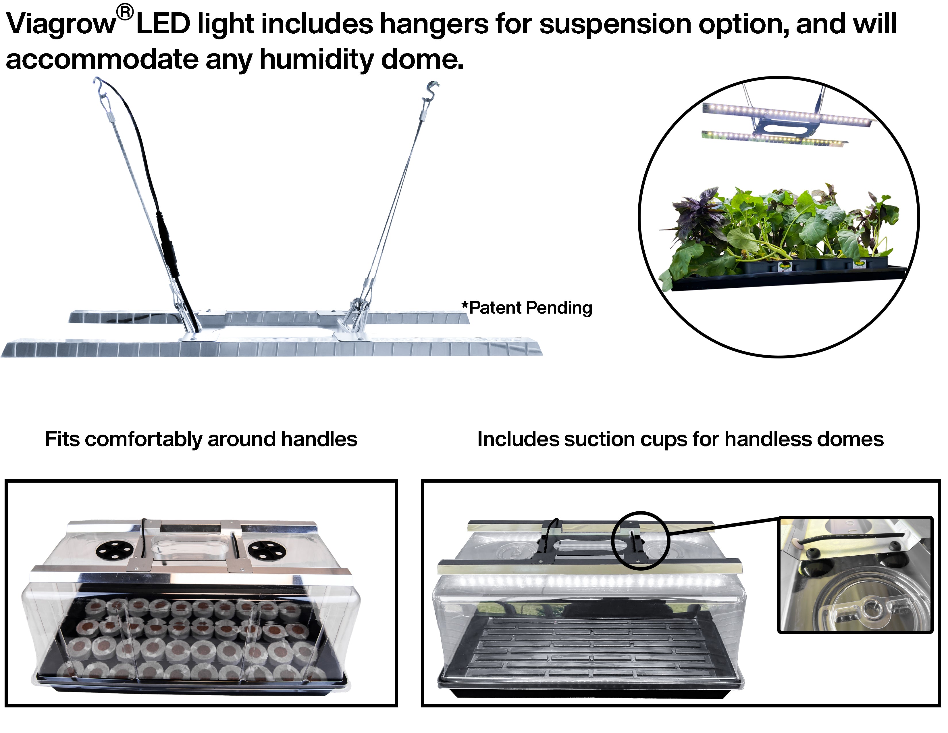 Viagrow Seedling Station Kit with LED Grow Light, Propagation Dome, Tray & 50 Coir Seedling Starters