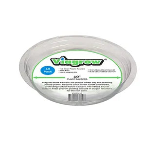 Viagrow Clear Plastic Saucer, 10 in, 5-Pack (Case of 12)