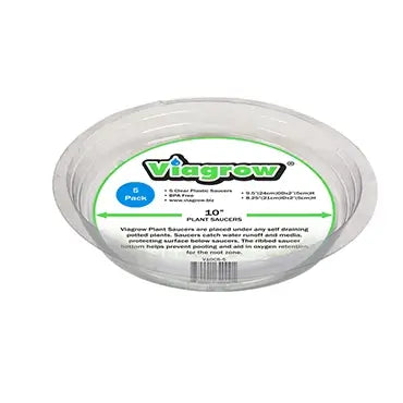 Viagrow Clear Plastic Saucer, 10 in, 5-Pack