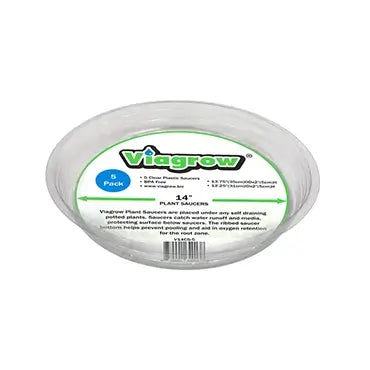 Viagrow Clear Plastic Saucer, 14 in, 5-Pack (Case of 12)