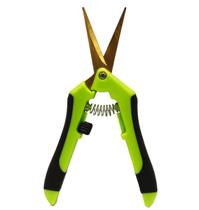 Viagrow Non Soft Grip Micro-Tip Pruning Snip Anti Resin Stick Shears, Curved 1-Pack