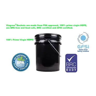 Viagrow Hydroponic Bucket, 4-Site VLED100, Black