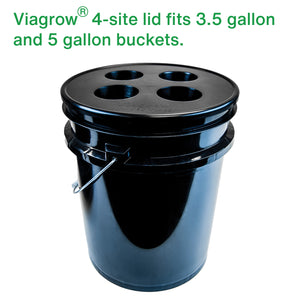 Viagrow Hydroponic Bucket, 4-Site, Black