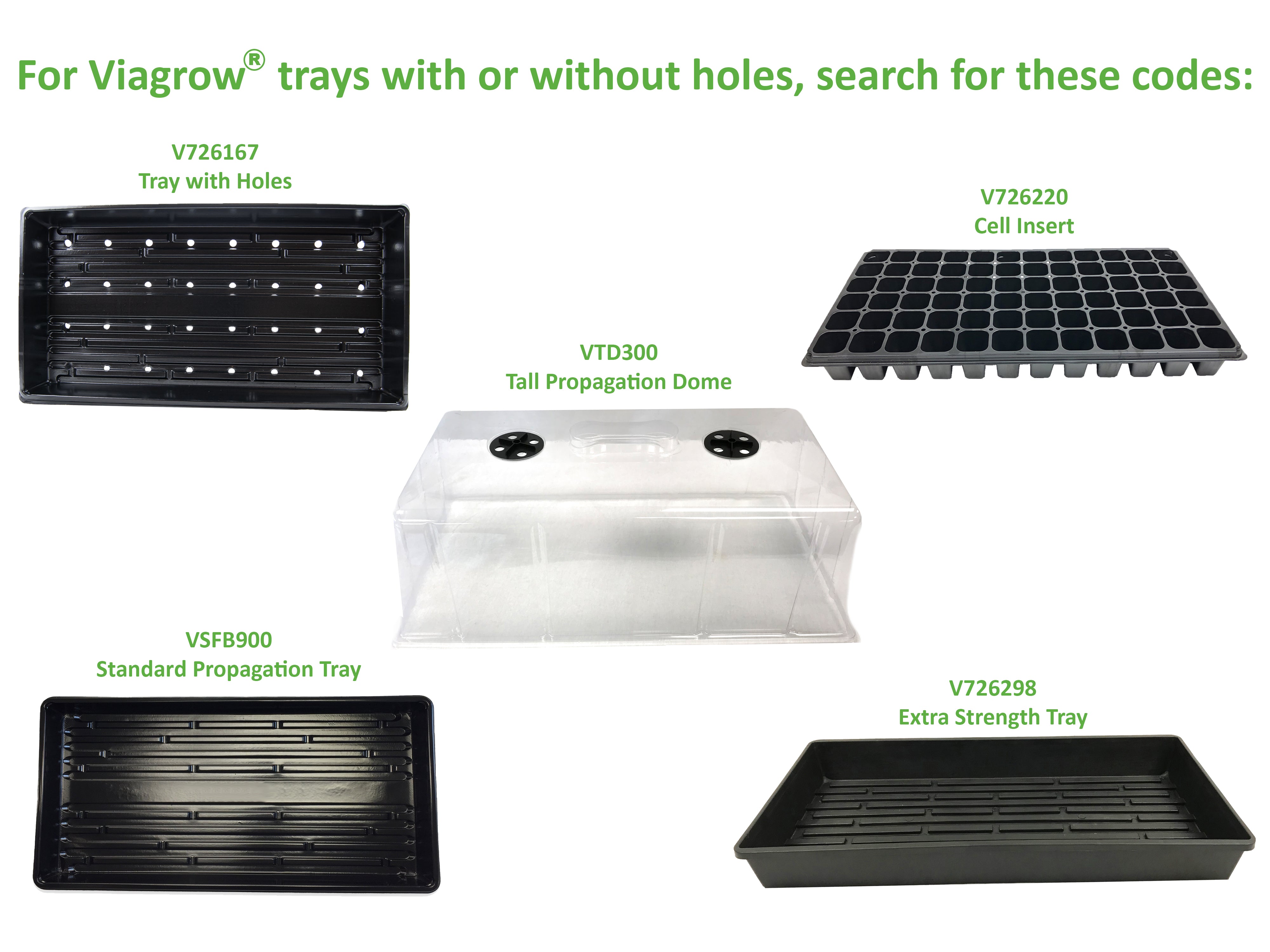 Viagrow 1020 Bandejas de cultivo de jardín con orificios de drenaje de 10 "x 20", paquete de 100
