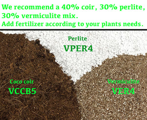 Viagrow Coir plus perlite, Viagrow 5KG coir block w/ 1 cubic ft horticultural perlite. (Makes 3.4CF / 25.4 gallons / 101 QTS)