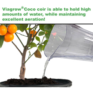 Coco Coir tamponado Viagrow, 5 kg de sustrato de cultivo premium comprimido, 5 kg / 11 lb - rinde 2 pies cúbicos / 72 cuartos de galón / 18 galones, tarima
