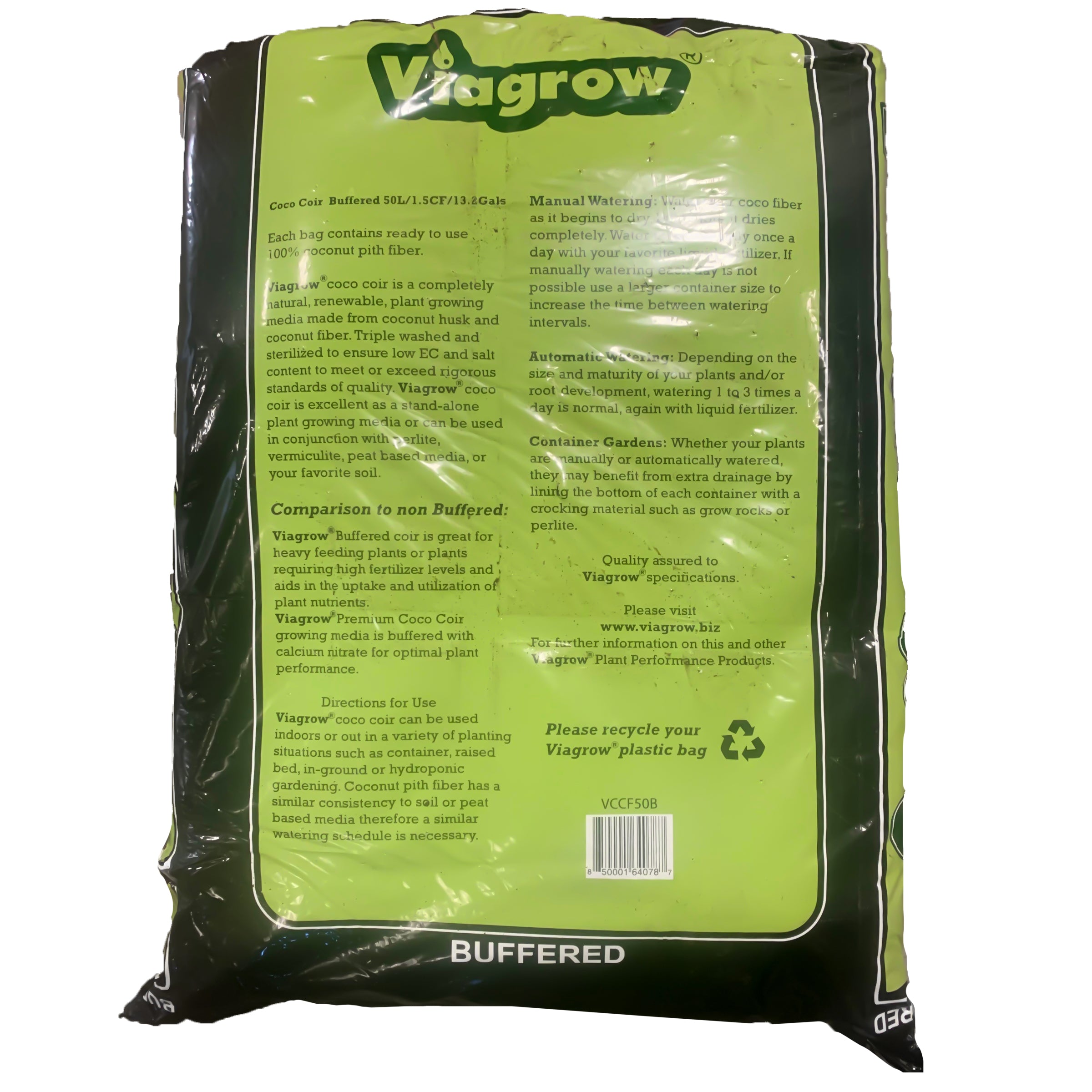 Viagrow Coco Coir Buffered milieu de culture de noix de coco premium 50L/52,8 qts /1,5CF/13,2Gals, Palette, 90 Sacs