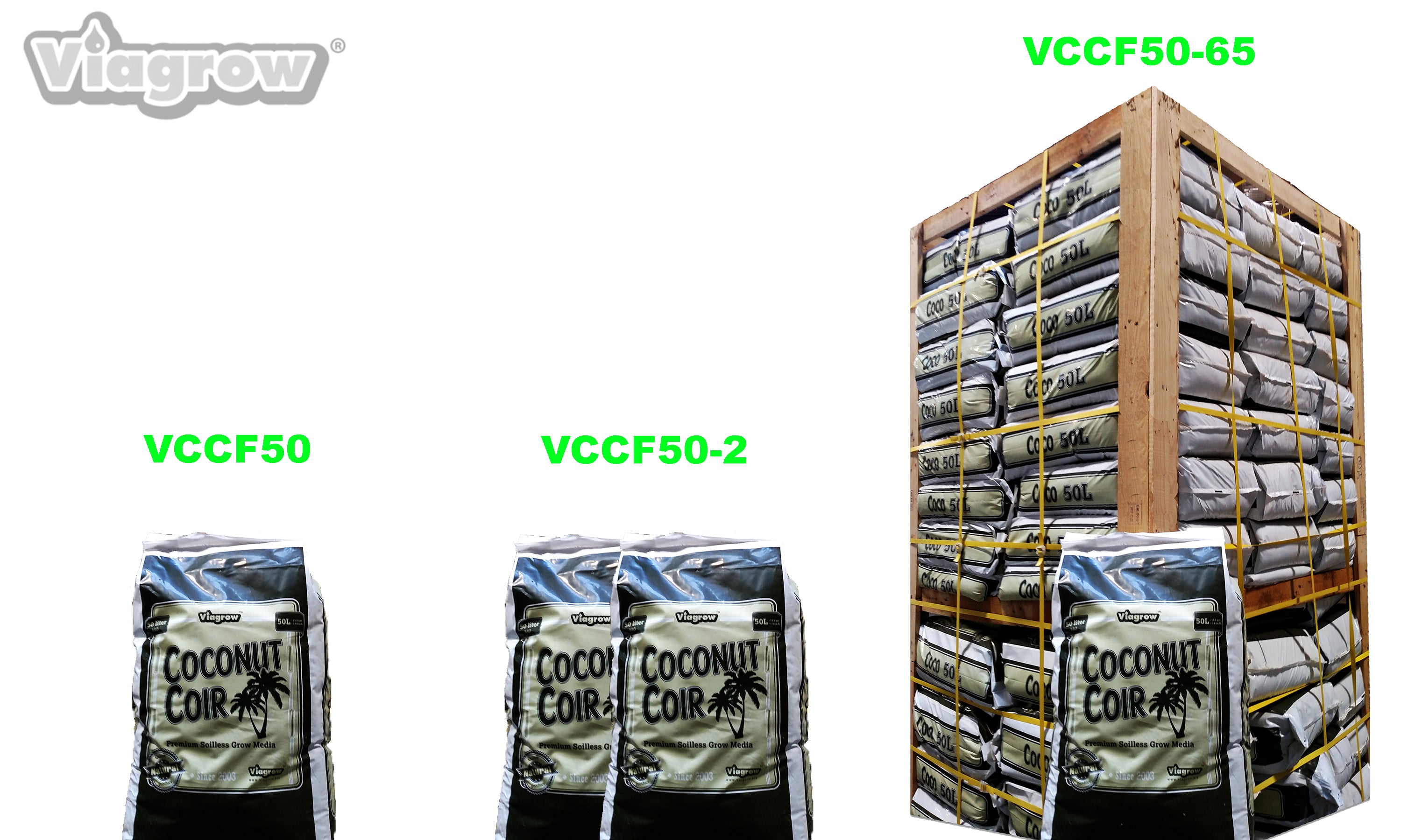 ViaGrow 1.5 cu. ft. Bolsa de medio de cultivo sin suelo de fibra de coco (paleta de 65 bolsas)