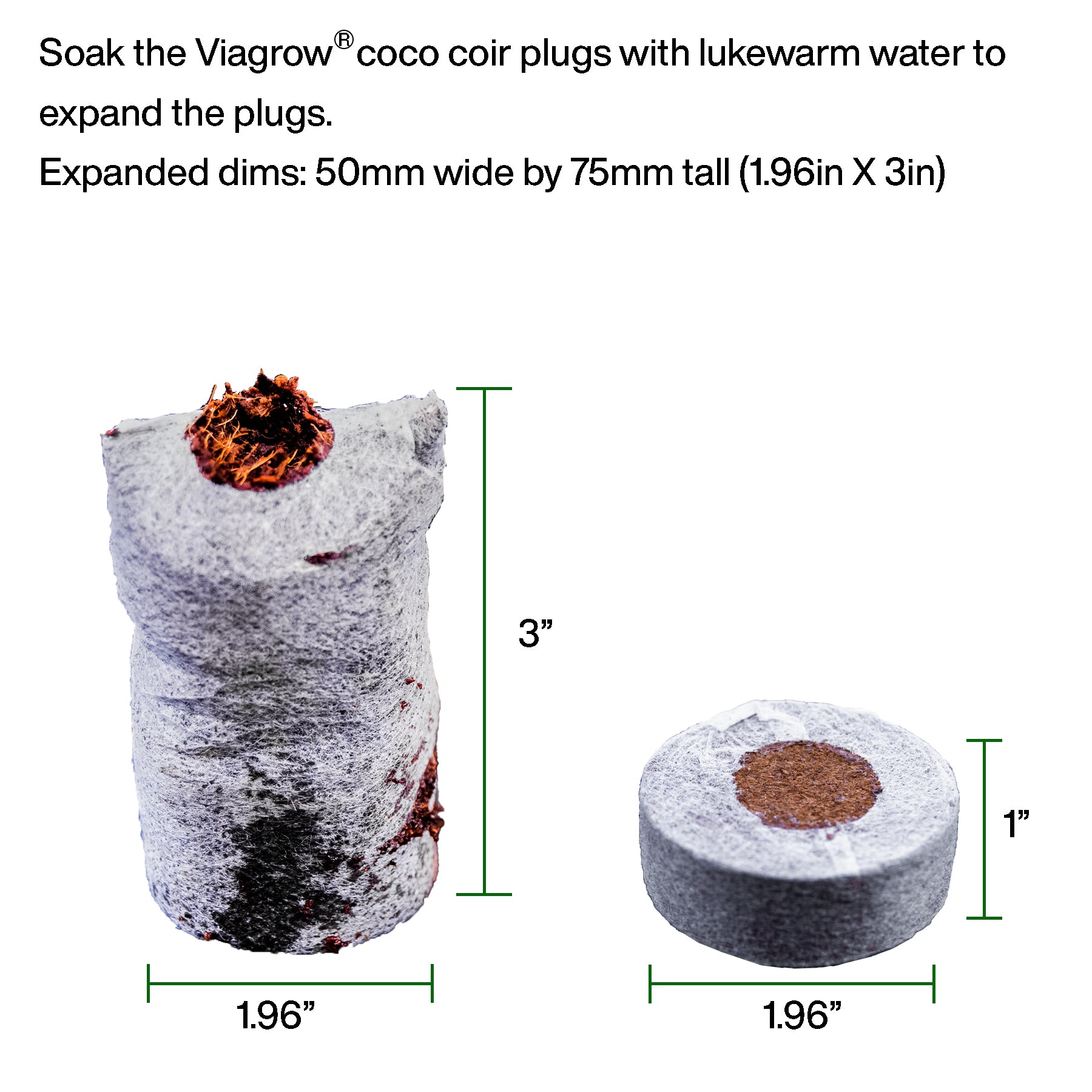 Viagrow Coco Coir Seed Starter Plugs, Sustainable, Expandable Coco Discs 50mm, 50-Pack