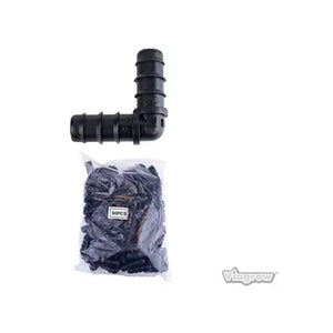 Viagrow 1/2 in. Elbow Barbed Connector Irrigation Fitting, Black, 50 Pack, Case of 6