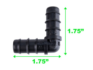 Viagrow 1/2 in. Elbow Barbed Connector Irrigation Fitting, Black, 50 Pack