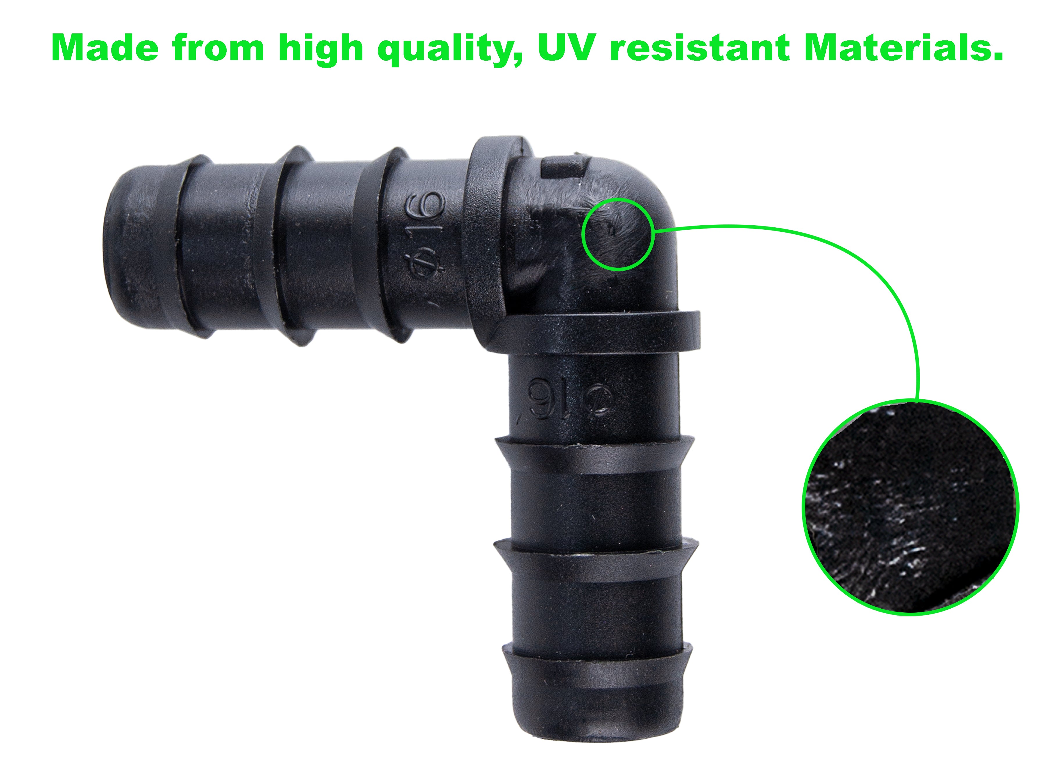 Viagrow 1/2 in. Elbow Barbed Connector Irrigation Fitting, Black, 50 Pack, Case of 6