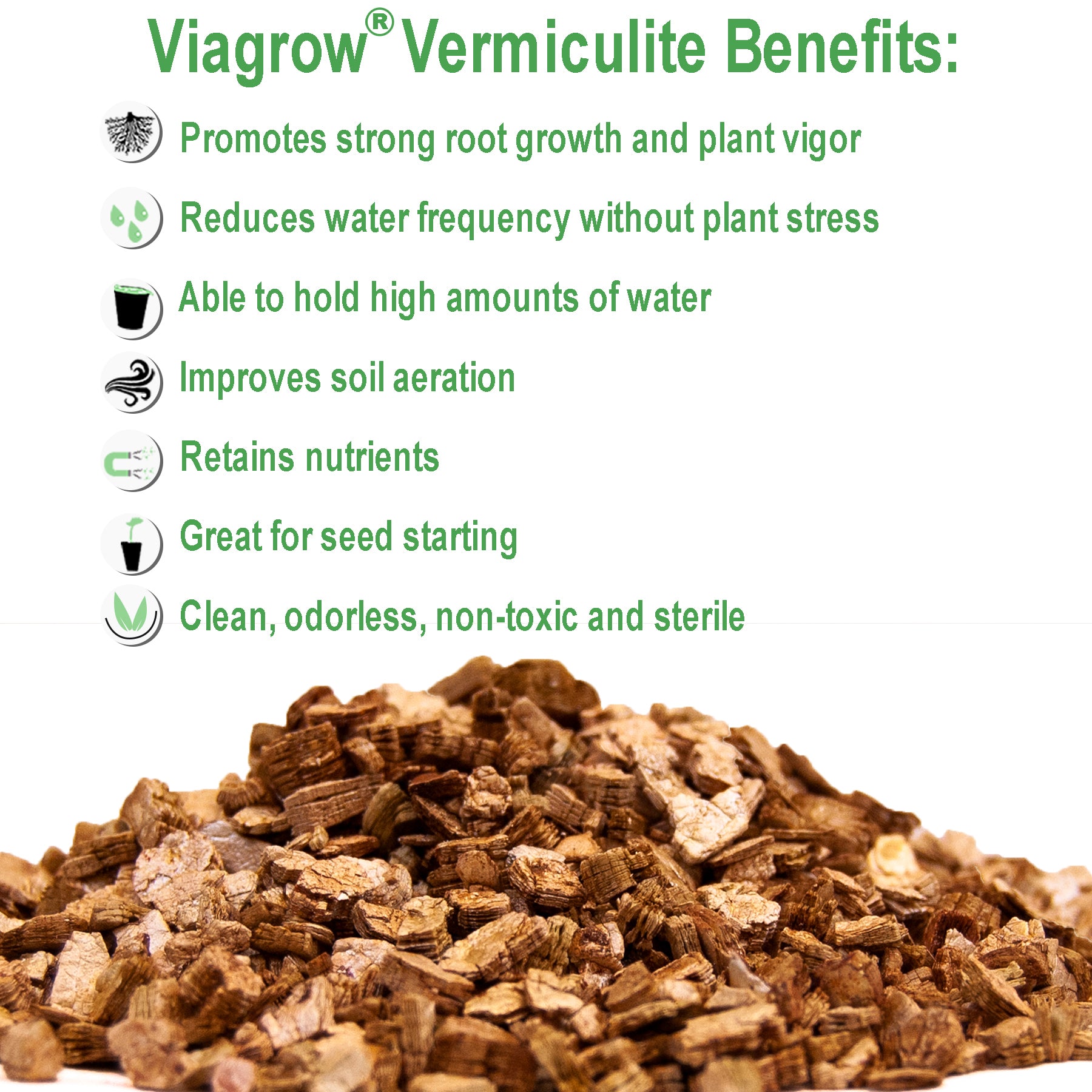 Vermiculite, Course and Chunky (4 cubic foot bag / 25.71 US gallons / 113 liters per bag) 30 bags per pallet