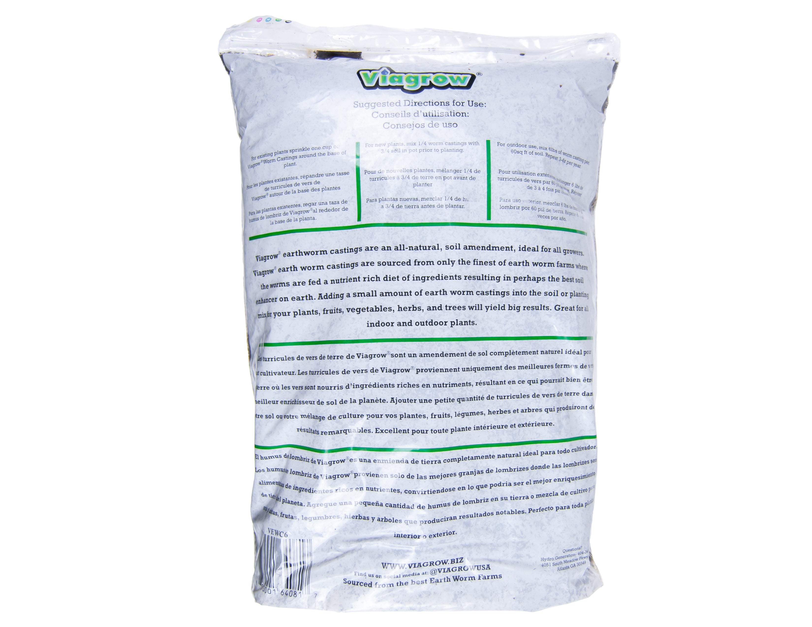 Viagrow Premium Earthworm Castings, Soil Builder, Soil Amendment (1 Pack, 6 LB)