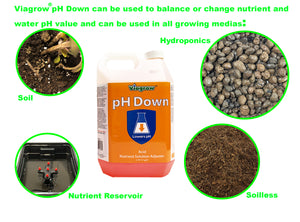 Viagrow VGPD510 pH Down Liquid Nutrient Adjusting Solution, Gallon, 6 Per Case