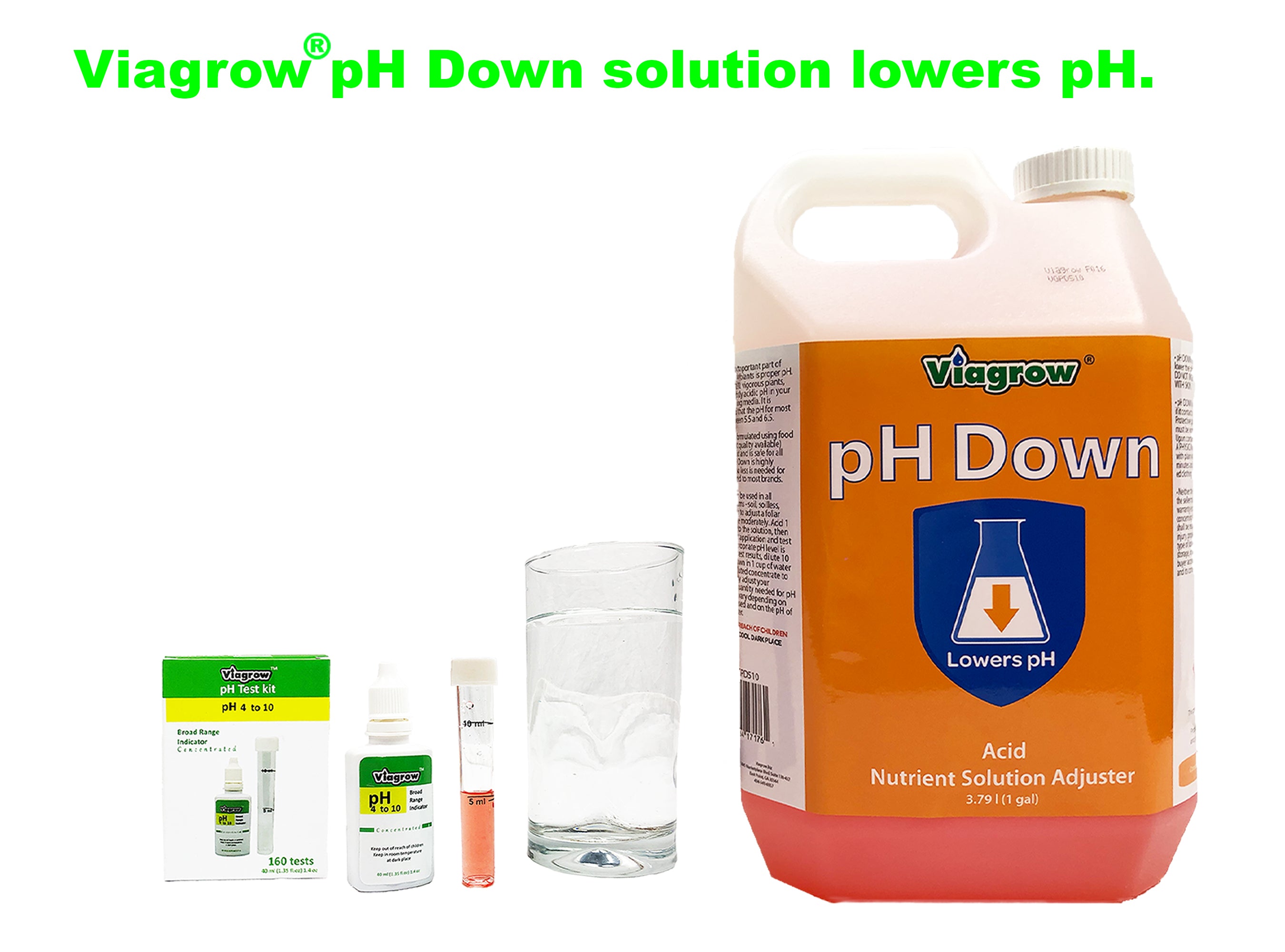 Viagrow VGPD510 Solution d'ajustement des nutriments liquide pH Down, gallon, 6 par caisse