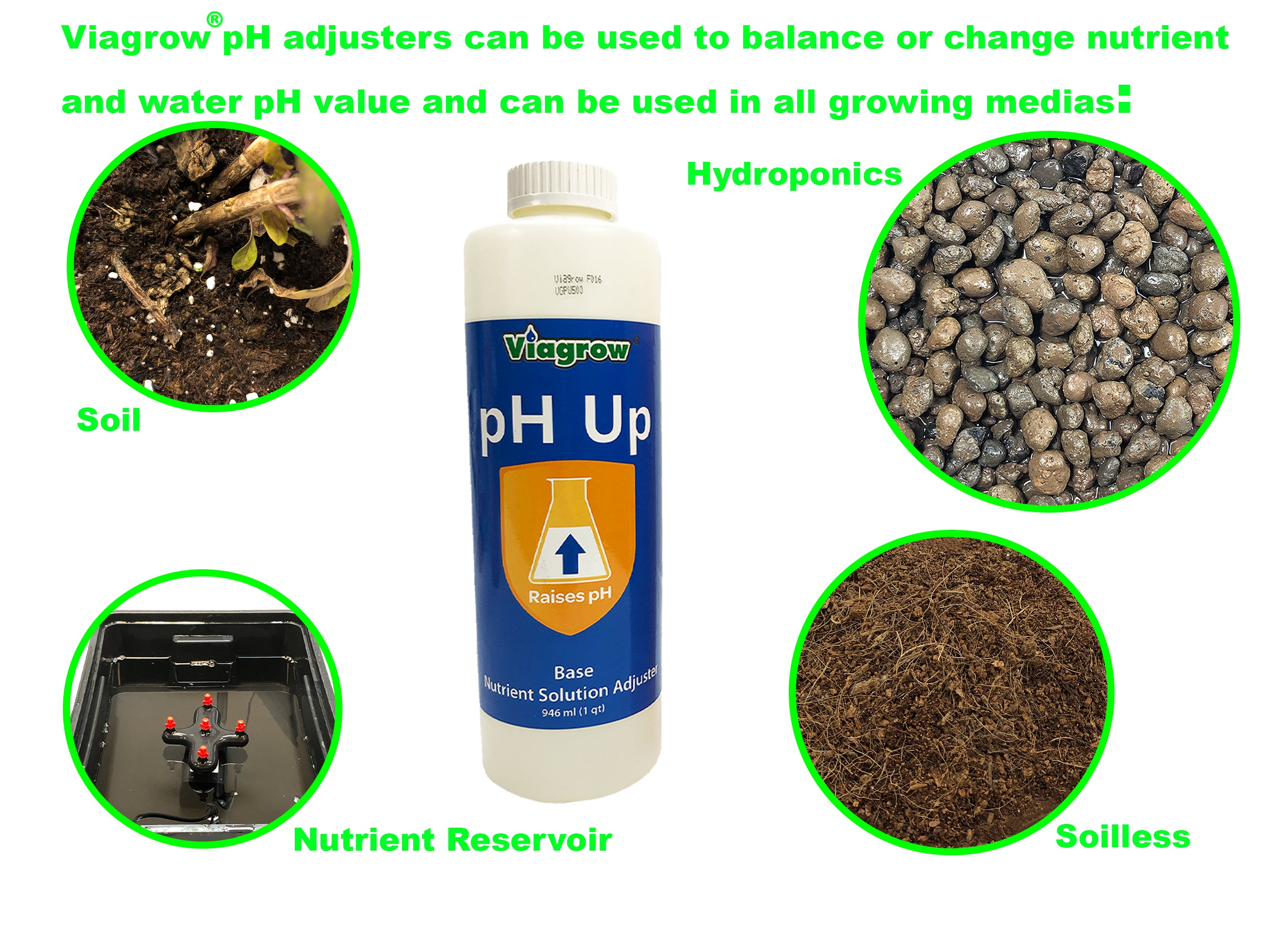 Viagrow pH Solution, Liquid Up QT, Clear, Case of 20