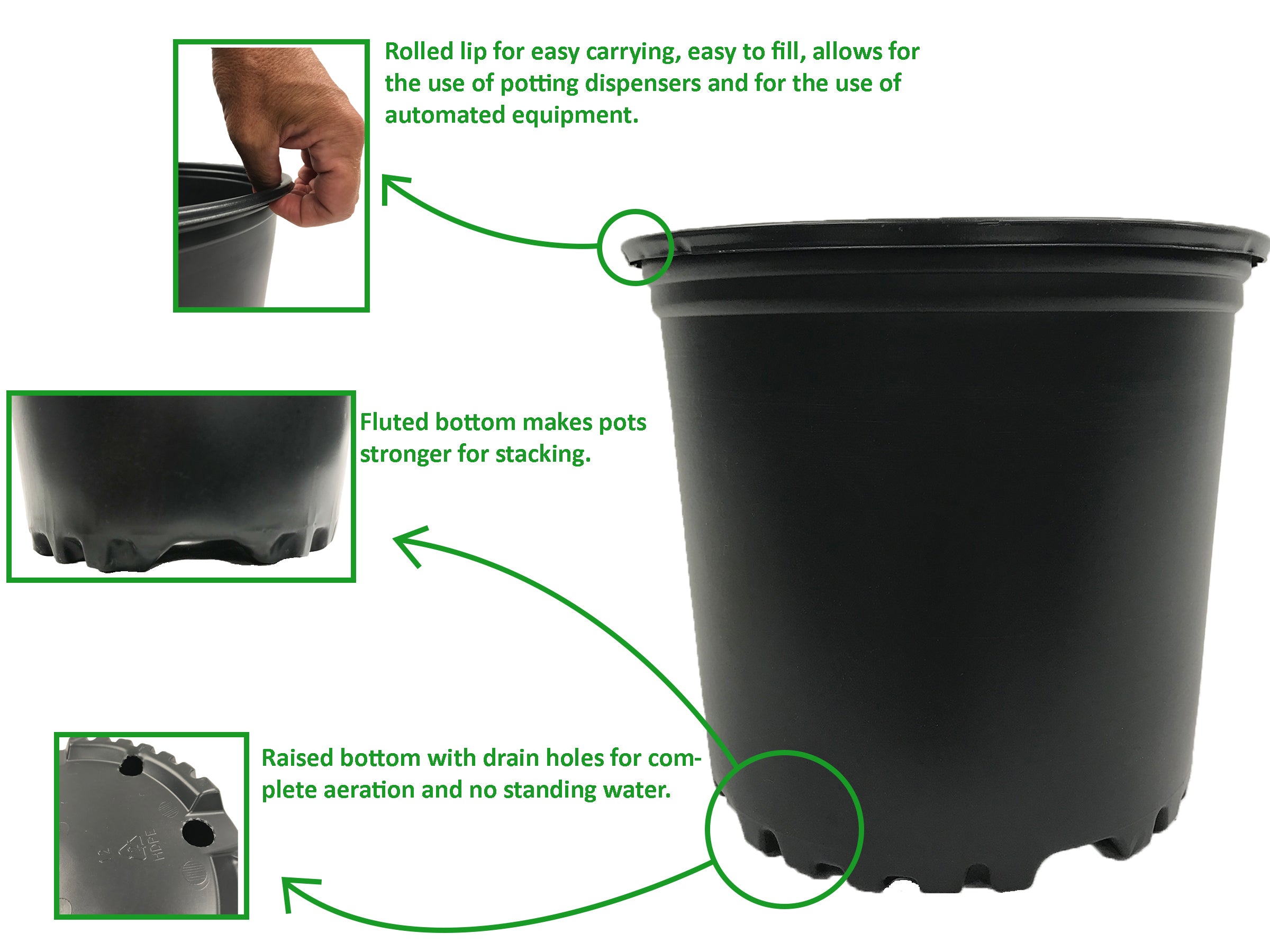 Viagrow 1 Gal. Black Black Plastic Nursery Pot (Partial Pallet 2,400)