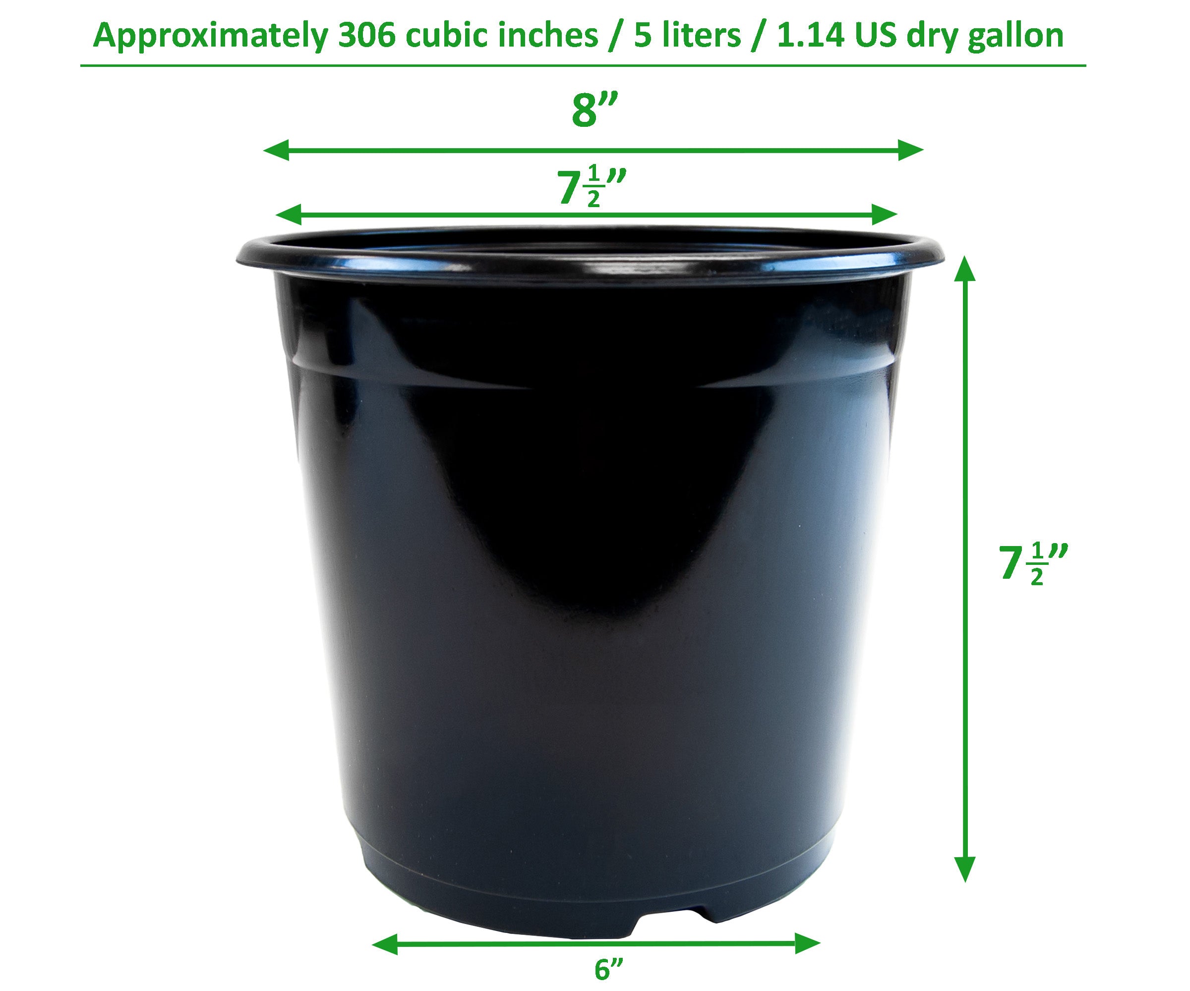 1 gal. Macetero de plástico negro negro (paleta 9,800)