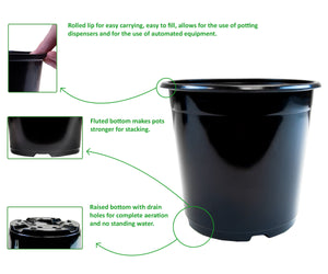 1 gal. Pot de pépinière en plastique noir noir (palette 9 800)