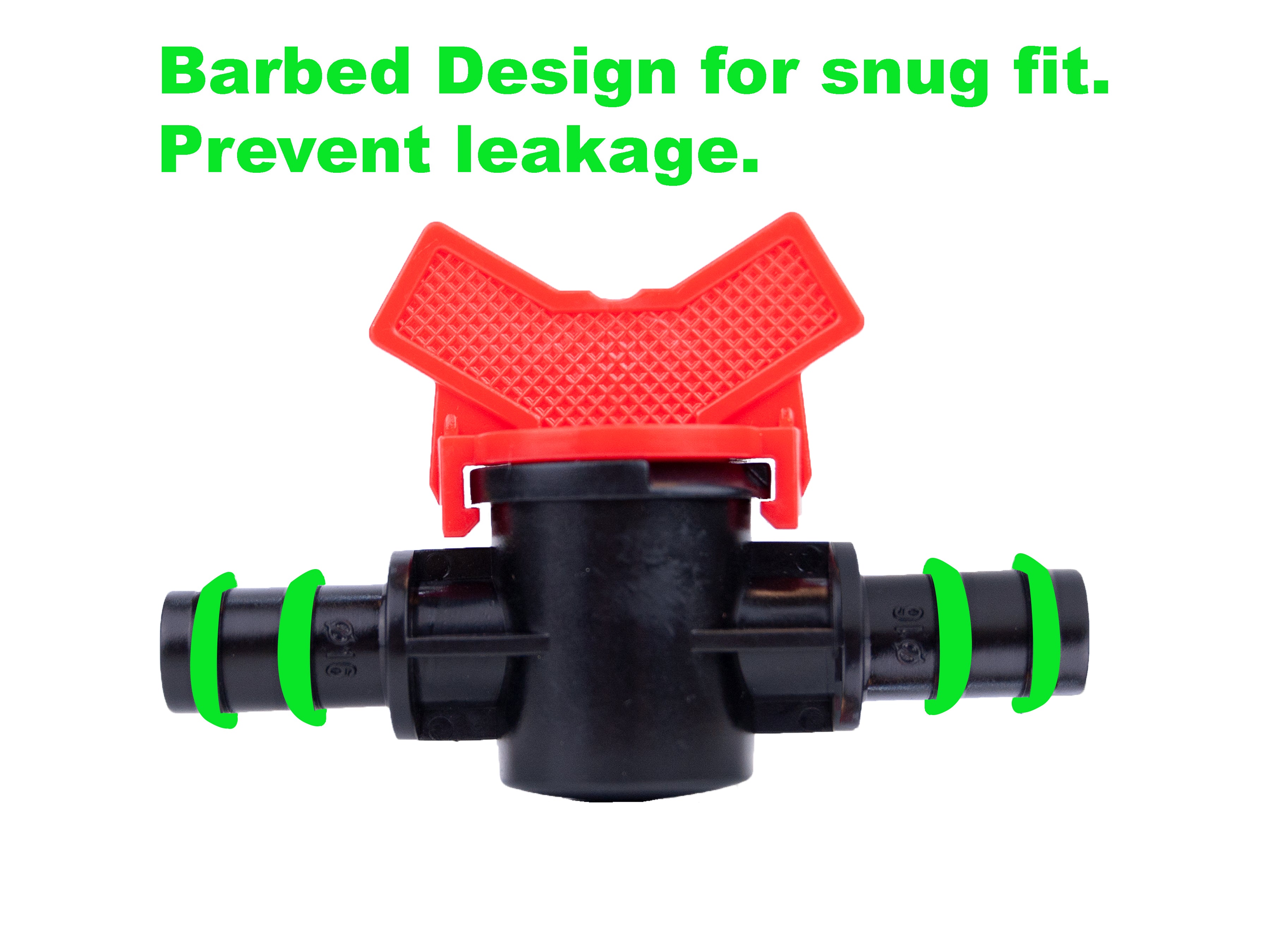 Viagrow Plastic Barbed Shut Off Ball Connector’s Irrigation Fitting for ½ inch, Black, 5 Pack
