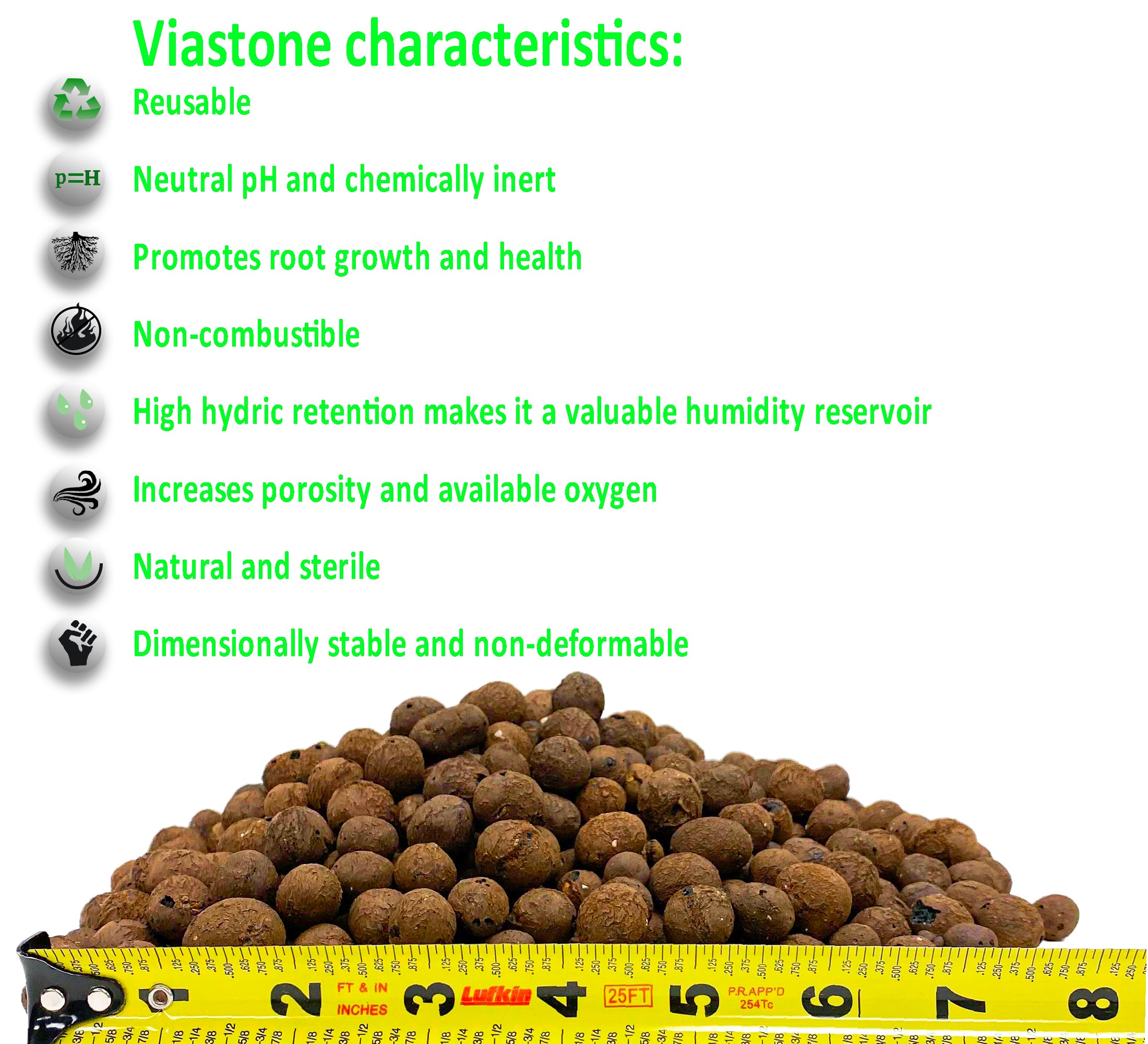 Viagrow Viastone, Expanded Clay Pebbles (2 Liter, Case of 50)