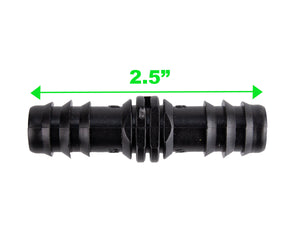 Viagrow Plastic Barbed Straight Connector’s Irrigation Fitting for ½ inch I.D, Black, Case of 6