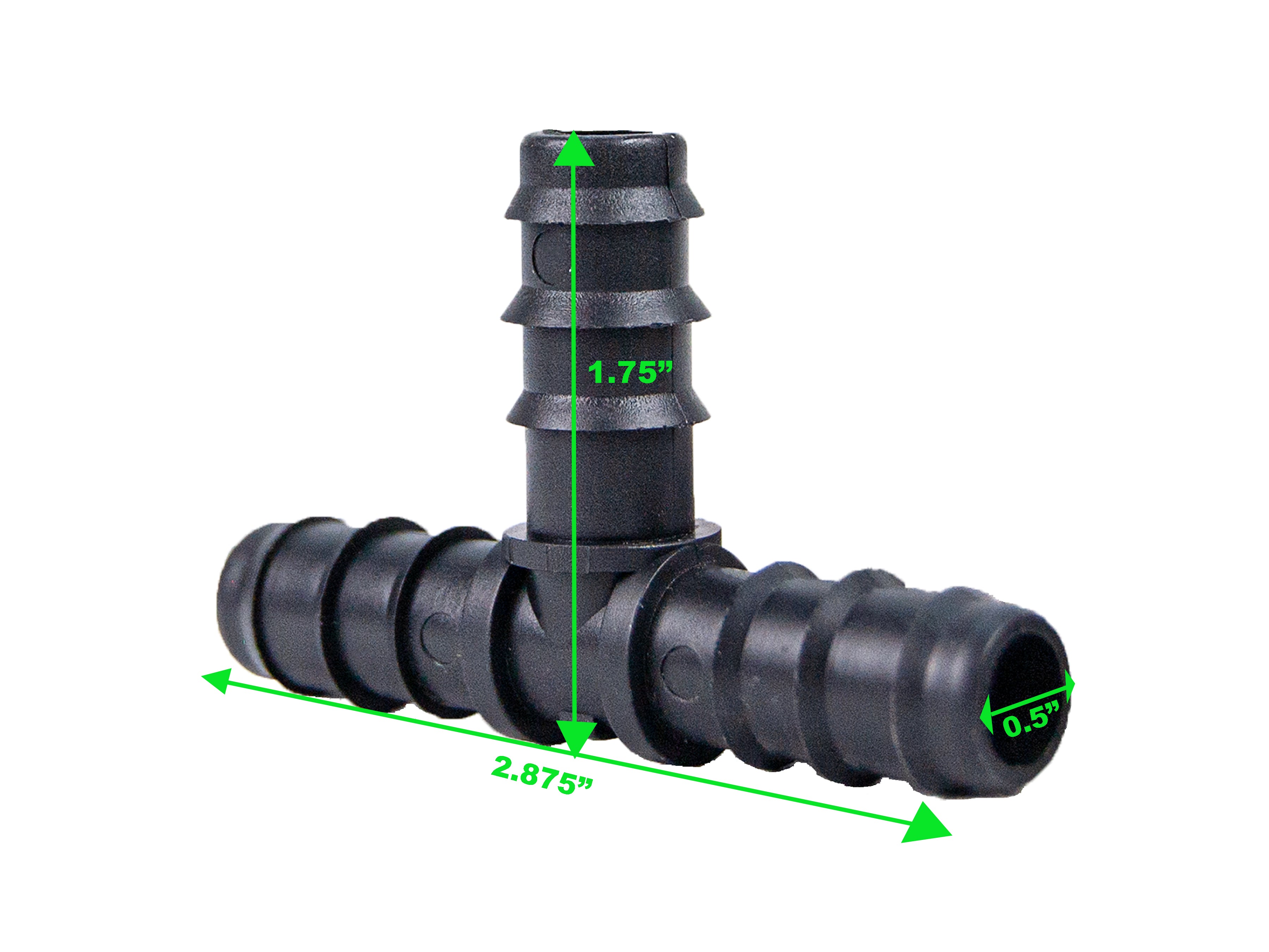 Viagrow 1/2 in. Tee Barbed Connector Irrigation Fitting, Black