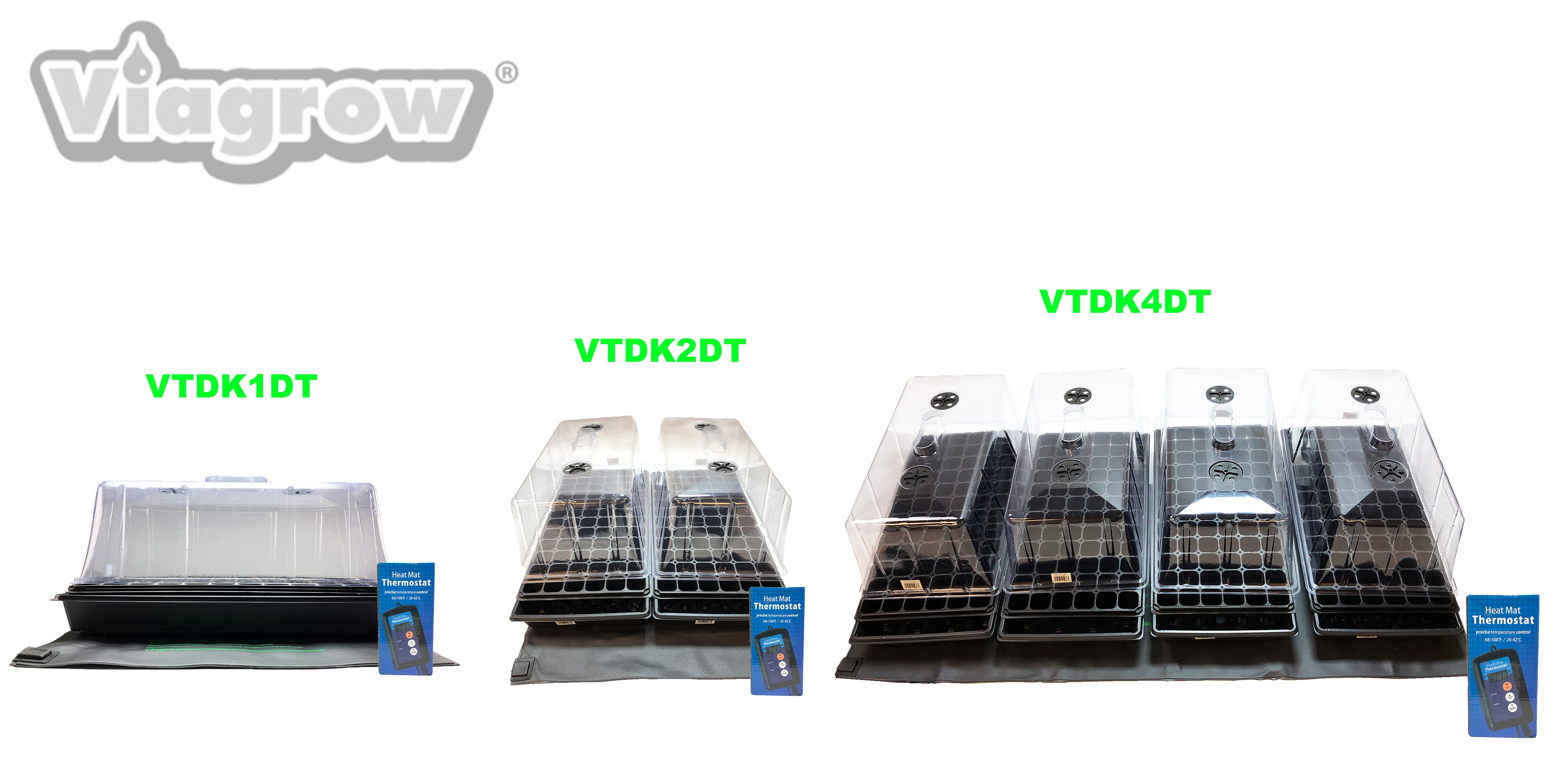 Viagrow Single Propagation Kit with MET Standard Heat Mat, Thermostat, Black