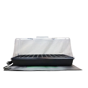 Viagrow 11 in. x 22 in. Tall Clear Plastic Dome Single Tray Kit with Standard Flat, 72 Cell Insert and Heat Mat